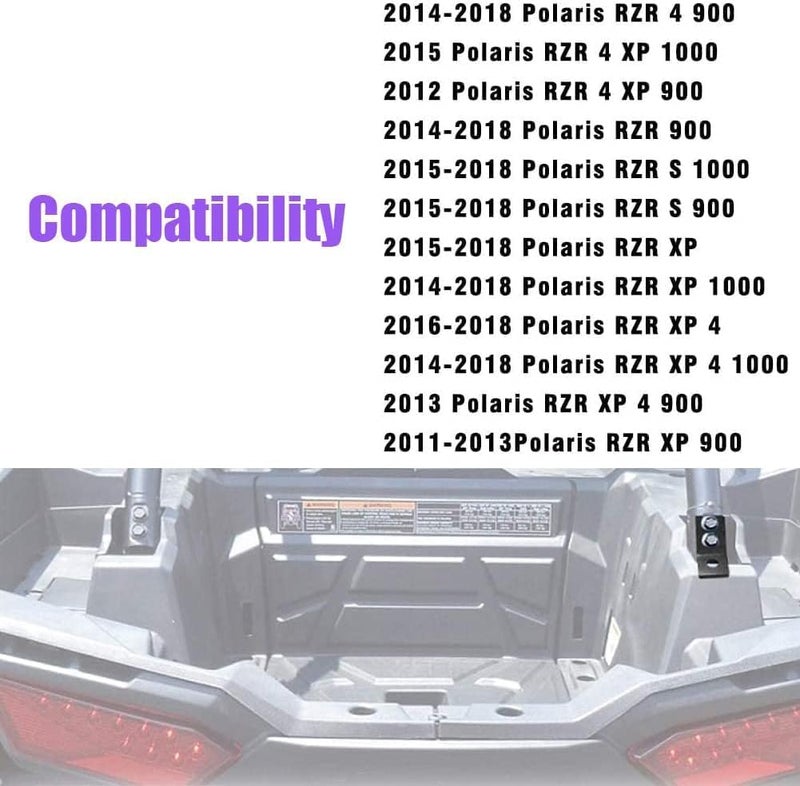 DarSeity RZR Backup Whip Mount Rear Pillar Reverse Flag Light Pod Mounting Bracket Compatible with Polaris RZR XP 1000 900 Turbo Models 2008-2024 - Image 2